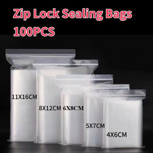 100PCS Small Zip Lock Sealing Bags Reclosable Transparent Plastic Bag Vacuum Storage Bag Clear Bags Ziplock Food Storage Zip Bag
