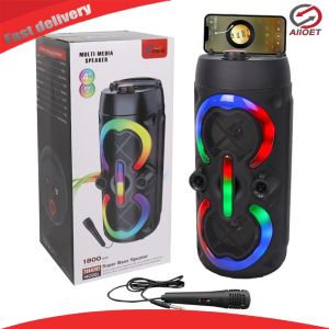 【Alloet】 Portable Subwoofer Music Player with Mic & Radio Heavy Bass Sound Speaker Rechargeable Party Stereo Speaker for Home Gathering Party