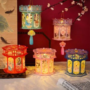 ANGY  Cartoon Snake Year Lantern Handmade Chinese Style Portable Luminous Lantern DIY Material Package Handheld Lantern Festival Lanterns Spring Festival