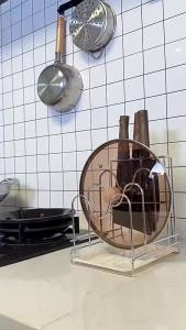 SXH Stainless steel kitchen rack storage rack cutting board multifunctional chopping board integrated storage for pot lids and