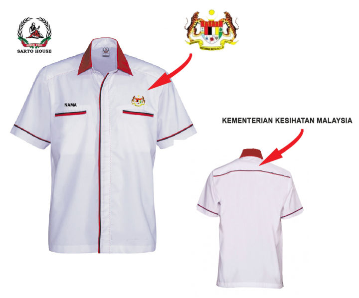 BAJU KORPORATE SULAM LOGO JATA MALAYSIA , NAMA DAN BELAKANG TULISAN ...