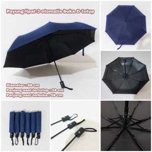 PAYUNG LIPAT 3 OTOMATIS BUKA DAN TUTUP LAPIS HITAM ANTI UV TERBARU TERMURAH