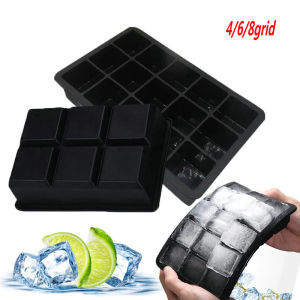 4/6/8 Grid Large Ice Tray Mold Silicone Ice Cube Square Tray Mold DIY Ice Maker Ice Cube Tray