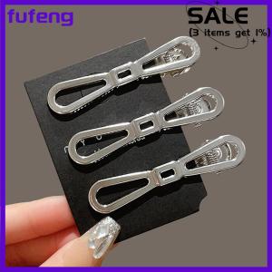 fufeng 3pcs bạc kim loại mỏ vịt Clip phụ nữ tóc Clips Side bangs phụ nữ phụ nữ barrettes tóc phụ kiện