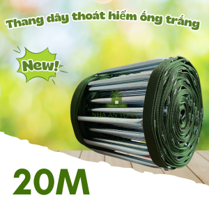 Thang dây thoát hiểm ống trắng dài 20 mét (TDTHT20M) bao gồm cặp móc sản phẩm đã được kiểm nghiệm