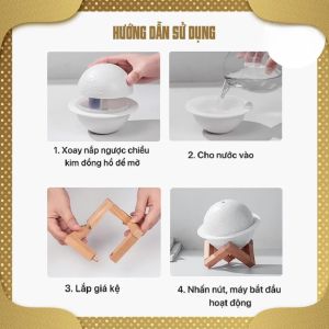 Máy Xông Tinh Dầu Mặt Trăng Đổi Màu 3 Chế Độ Đèn Ngủ Tạo Ẩm Phun Sương Trang Trí Phòng 200ml