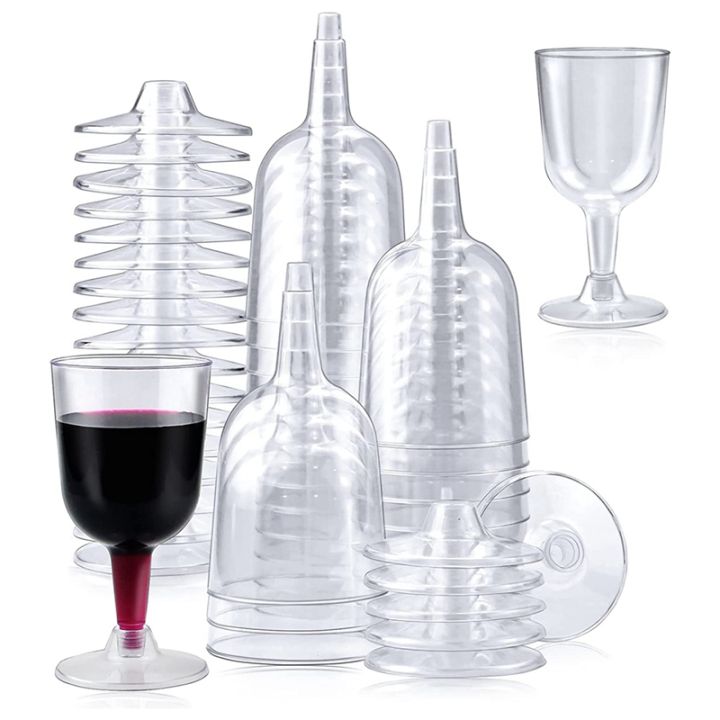 50Pcs Clear Plastic Wine Glass Recyclable, Disposable & Reusable Cups ...