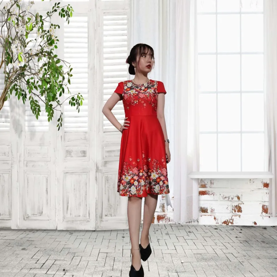 Váy đầm trung niên nữ cao cấp V66, thời trang đẹp, sang trọng mùa thu đông  cho người lớn tuổi U40 U50 U60 U70 Bigsize | Shopee Việt Nam