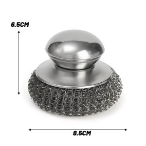 Stainless Steel Wire Ball Brush with Handle Pot Cleaning Brush Dishwashing Brush Kitchen Cleaning Gadgets