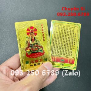 Kim Bài Quan Âm Bồ Tát Cầu Bình An May Mắn Plastic - Đã Khai Quang