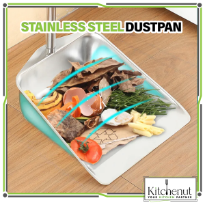 [1PC] Kitchenut Stainless Steel Dustpan Skop Sampah Penyodok Sampah Besi 簸箕 Broom Scoop With Long Handle Penyodok