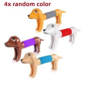 4pcs Kids Pop Tubes Fidget Toys for Children Girls Boys Spring Dog Sensory Stretch Hose Fidget Toy Fine Motor Skills Anti stress Toys