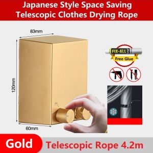Wall Mount 4.2 meter Clothes Hanging Rope Drying Rack Double Rope Invisible Telescopic Clothesline Stainless Steel Clothes Hanging Rod
