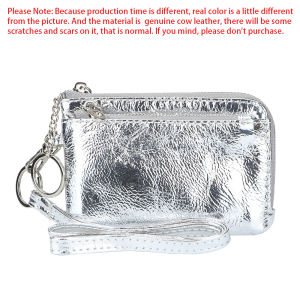 Royal Bagger Mini Leather Coin Purse with Keychain Multi Zipper Hanging Neck Clutch Wallet Portable Wristlet Card Holder 1736