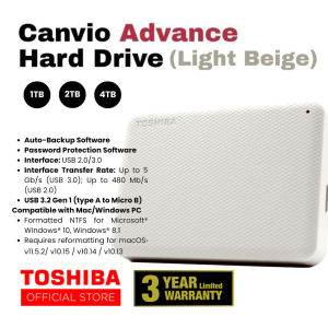 Toshiba Canvio Advance V10 External Hard Drive USB 3.2 With Password Protection Auto Backup Storage Hard Disk (1TB/2TB/4TB) Toshiba External hard disk
