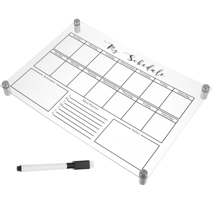 Weekly Planner Board Glass Office Desk White Dry Erase Acrylic Write ...