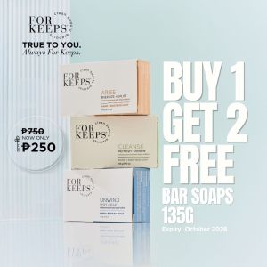 For Keeps Clean Beauty Hand + Body Bar Soap 135g - Buy 1 Get 2 Bundle