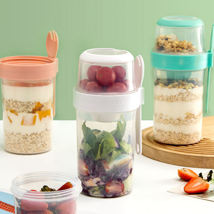 Cereal Cup To Go, Yogurt Cup with Spoon for On the Go Leak-proof