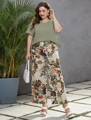 plus size fashion terno set for women ( top and pants )