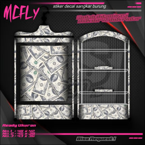 Stiker Kangkar Koper Khosan Kipas Murai Costum motif uang / stiker decal sangkar burung murah