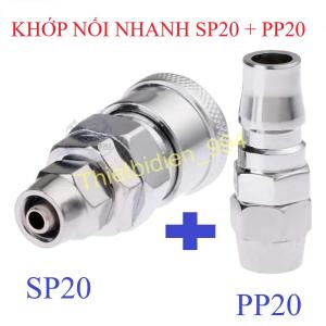 Bộ đầu nối nhanh dây hơi khí nén - SP20+PP20 (dùng cho dây hơi 8mm)