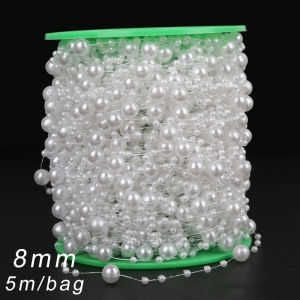 5M Pearl Bead Garland Artificial Chain for Wedding Decor Bouquet Gift Box DIY Craft Accessories