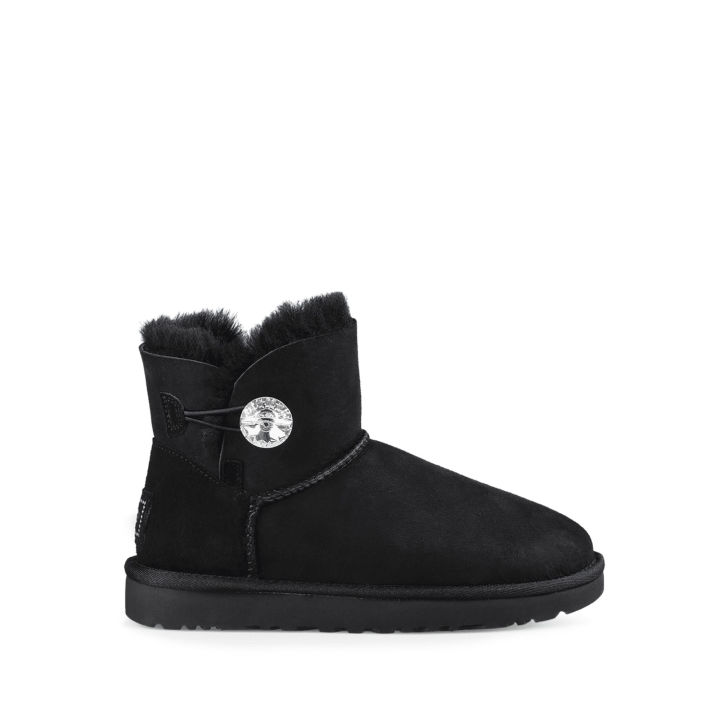 UGG Women's Mini Bailey Button Bling Boot Black (1016554-BLK