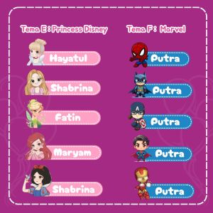 AYM Spesial 1 - Stiker Label Baju Anak Isi 50 PCS / Sablon Setrika Nama Sticker Label DTF Printing Custom Bisa Untuk Sablon Setrika Seragam Pakaian Kaos Hijab Tas Anak