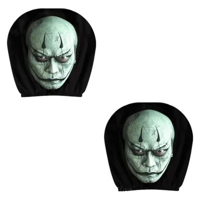 OOC 2pcs Soft Material Halloween Car Headrest Covers Lightweight Elastic Stretch Fabric Auto Interior Decoration Cover 2PCS Set Eye-catching Scary Print Seat Headrest Protectors Halloween
