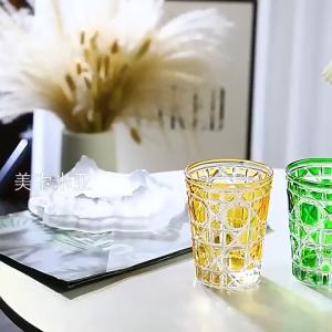2026 European Style Colorful Crystal Whisky Glass Cup Beer Cup Coffee Latte Mug Household Drinkware Party Restaurant Wine Glasses Cup