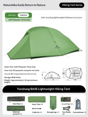 Naturehike 2026 CLOUD UP BASE / PRO / UL 1 2 3 Person Portable Ultralight Weight Outdoor Camping Hiking Cycling Waterproof 3 Season Camp Tent in 210T 20D 15D Upgraded