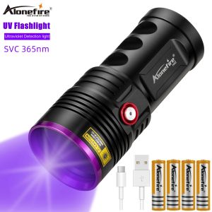 Alonefire H42UV LED Flashlight 60W High Power Black Mirror Money Detector Fluorescent Agent Detection Type-C USB Rechargeable UV Lamp