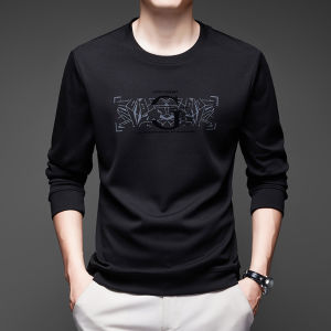 Senior Áo Hoodie Nam Thu Đông Mẫu Mới Dài Tay Cổ Tròn T Áo Sơ Mi Nam Thời Trang In Hoa Dễ Phối Đồ Thân Thiện Với Da Áo Len Nam