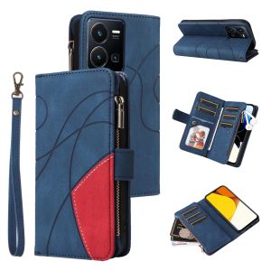 For Vivo Y35 Y22 Y22S Y27 Y16 Y02S Y15S Y15A Y01 Y76 5G Phone Case Magnetic Leather Wallet 9 Soft TPU Card Slot Flip Cover Casing