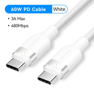 Vention 60W loại USB C để Loại C Cáp PD sạc nhanh 3A Dây cáp cho Macbook iPhone 17 16 15 USB C Dây cáp sạc dữ liệu sạc nhanh