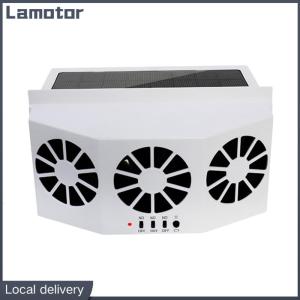 COD [Free Delivery] Air Circulation Fan 3 Heads Portable Deodorization Ventilator Solar Charging Auto Ventilation Fan Multi-angle Adjustable for Vehicle Truck SUV