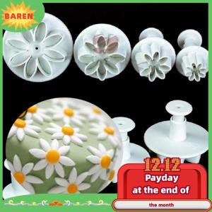 BAREN 4X Cake Fondant Sugarcraft Decor Cookie Mould Mold Plunger Daisy Flower Cutter