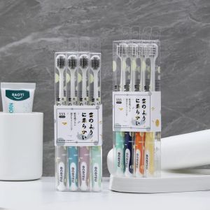 Set 4 Bàn Chải Đánh Răng Nhật Than Hoạt Tính Đầu Sợi Lông Mềm Mại