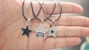 Fashionable Alloy Necklace Pentastar Charm Clavicle Chains Versatile Leather Rope Chokers Accessory for Women