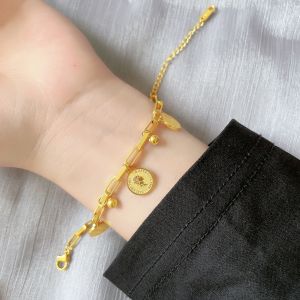 gelang tangan titanium koin elisa vintage trending fashion korea style elegan premium lapis gold 18K