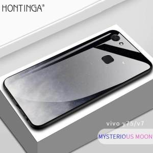 Hontinga แฟนตาซีอวกาศหรูหราแฟชั่นกรณีกระจกนิรภัยสำหรับ เคสโทรศัพท์ เคส VIVO V9 กรณีป้องกันการล่มสลายป้องกัน TPU ป้องกันฮาร์ดปลอกปก