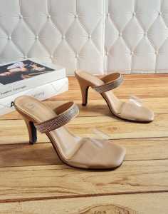ABBUSHOES US 127 sendal wanita tinggi mika permata persik 9cm