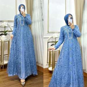 Dress Terbaru / Maudy Dress / Matt Cerutty Mix Tile / Dress Kondangan / Gamis Lebaran / Gamis Brukat / Dress Kekinian /