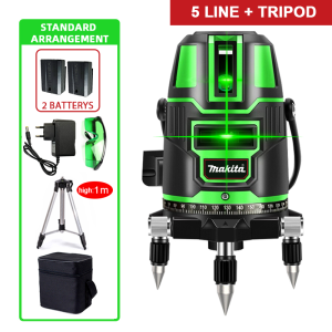 【READY STOCK】leveling tools original 5Line Laser Level Digital Self Leveling 360° Rotary Indoor Outdoor Self Laser Levelling Tools Measuring Machine laser levelling tools with stand lazer leveling tools 1.2m laser level for construction 1.2m