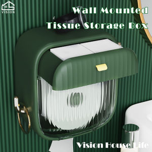 Vision Light Luxury Toilet Tissue Paper Roll Holder Wall Mount Bathroom Tissue Washclothstorage Box with Phone Holder Bathroom Shelf No Screw Nail Needed Self Adhesive