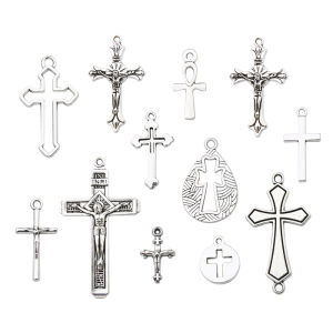 Tibetan Style Antique Silver Zinc Alloy Metal Cross Charm Pendants for Necklace Bracelet Earring DIY Jewelry Rosary Making
