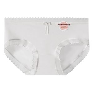 JJT Ultra-thin Ice Silk Antibacterial Panties for Women Soft Lace Trim Mid-rise Comfortable Briefs with Breathable Cotton Gusset