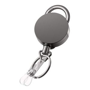 JKDESIGN Cắm Trại Nhiệm Vụ nặng Nề An toàn Khóa chính Với Vành Đai Clip Kéo dài Dây Dây Thẻ ID Người Giữ Huy Hiệu Kéo Keyring Móc chìa khóa Vòng Có thể thu vào Cuộn Huy Hiệu