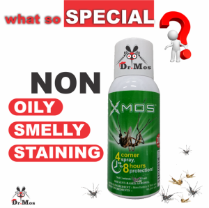 DRMOS XMos X 5 Cans Insecticide Mosquito Repellent Spray 5cans X 83ml (50g) Non-Greasy Anti Mosquitoes Non Toxic Safe for Babies Anti Cockroaches