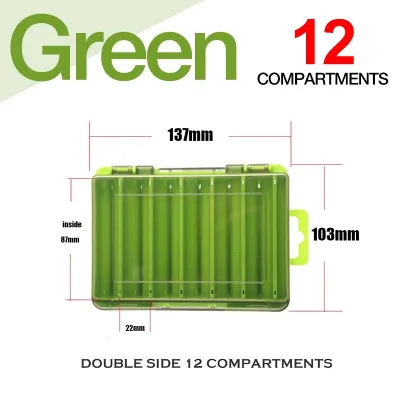Double Sided Fishing Tackle Box 12 14 Compartments Bait Lure Hook Storage Box [Hot]